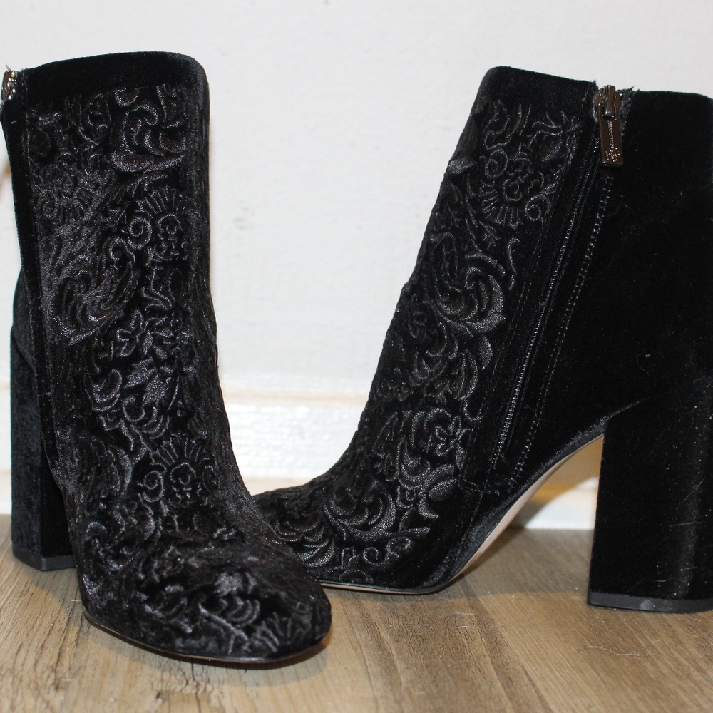 Velvet Black Ankle Boots